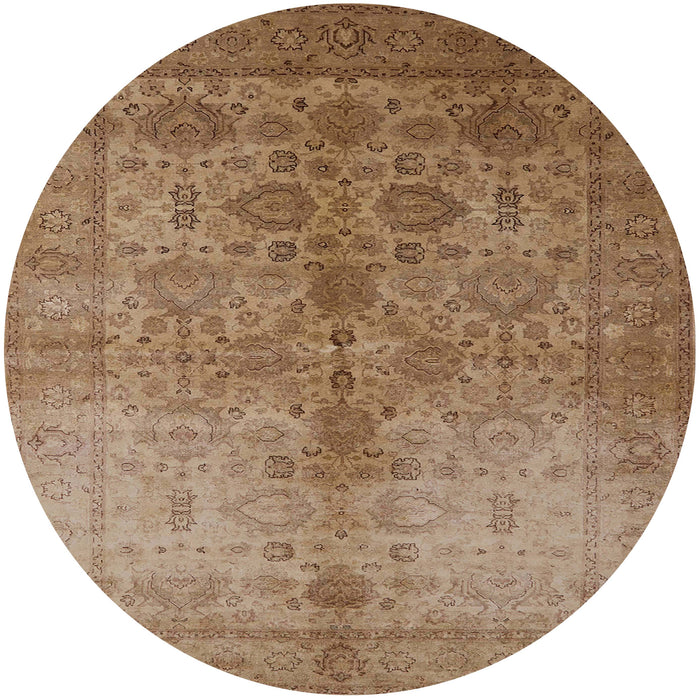 Round Machine Washable Industrial Modern Light Brown Rug, wshurb520