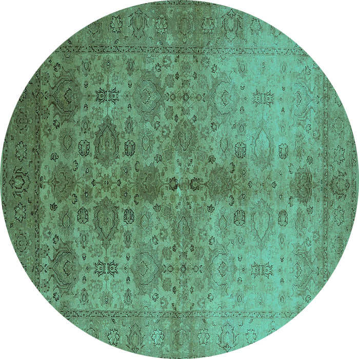 Round Oriental Turquoise Traditional Rug, urb520turq