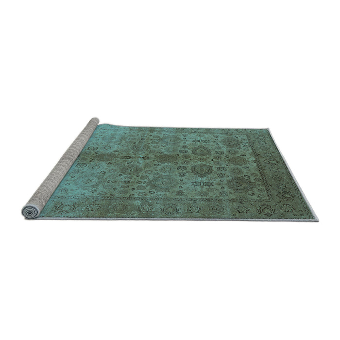 Sideview of Machine Washable Oriental Light Blue Traditional Rug, wshurb520lblu