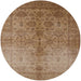 Round Mid-Century Modern Light Brown Oriental Rug, urb520