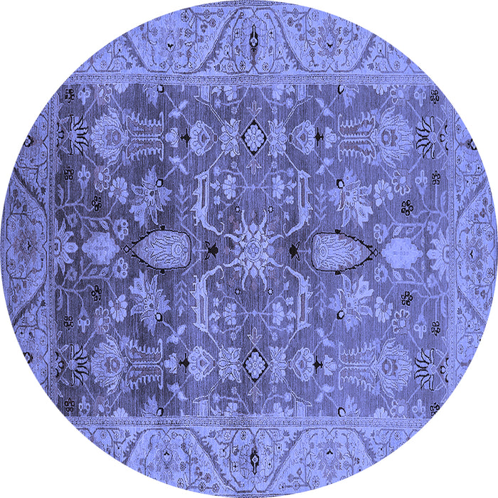 Round Oriental Blue Traditional Rug, urb521blu