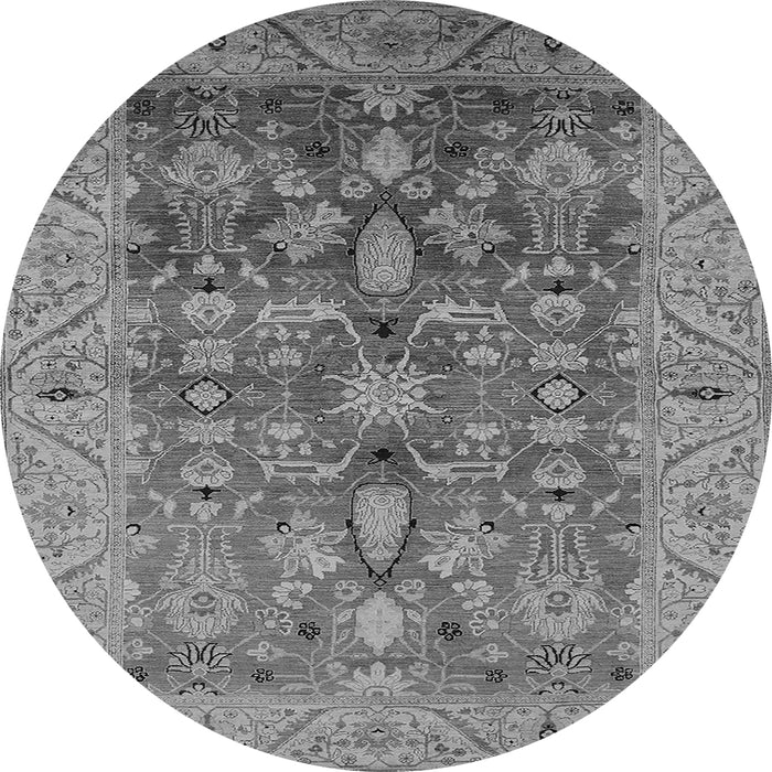 Round Oriental Gray Traditional Rug, urb521gry