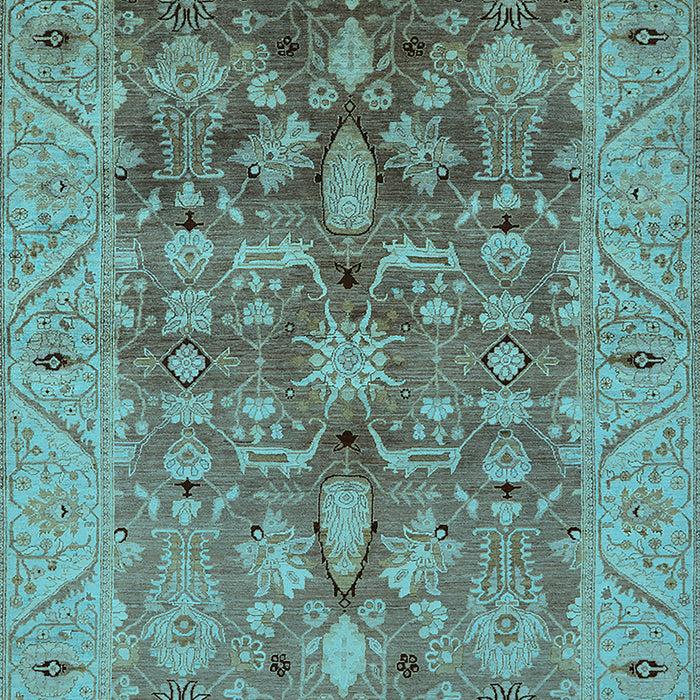 Machine Washable Oriental Light Blue Traditional Rug, wshurb521lblu