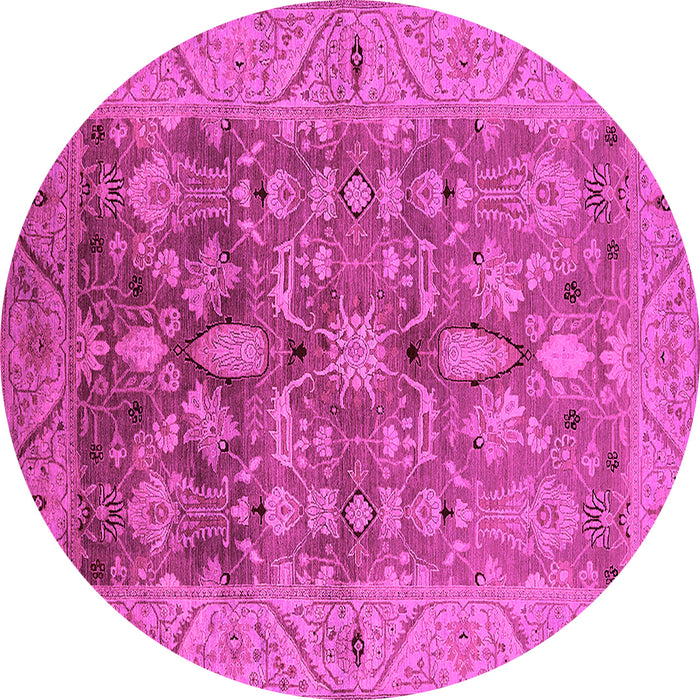 Round Machine Washable Oriental Pink Traditional Rug, wshurb521pnk