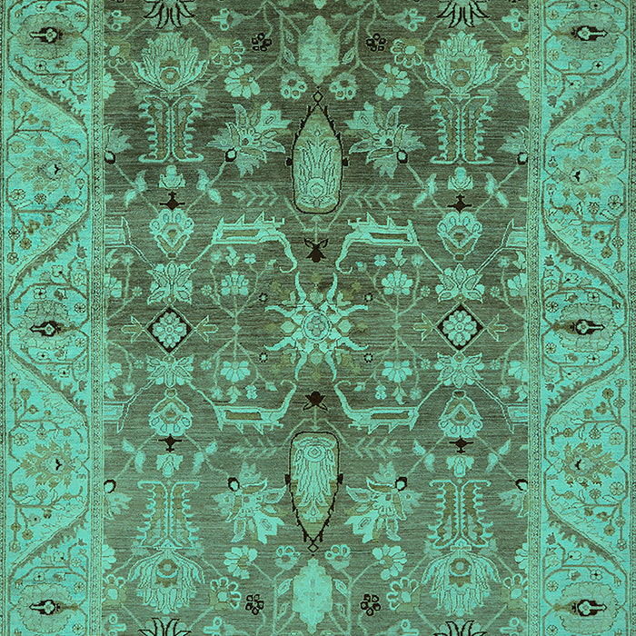 Machine Washable Oriental Turquoise Traditional Area Rugs, wshurb521turq