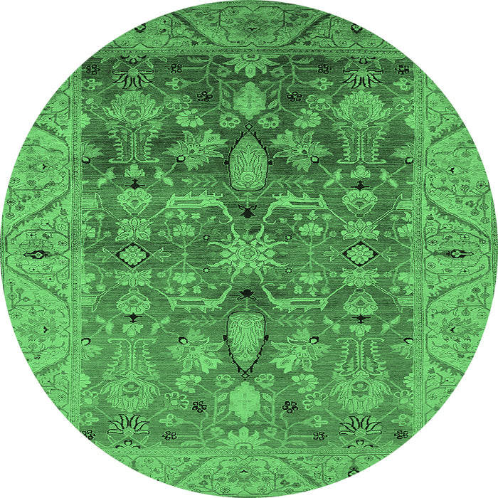 Round Oriental Emerald Green Traditional Rug, urb521emgrn