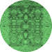 Round Oriental Emerald Green Traditional Rug, urb521emgrn