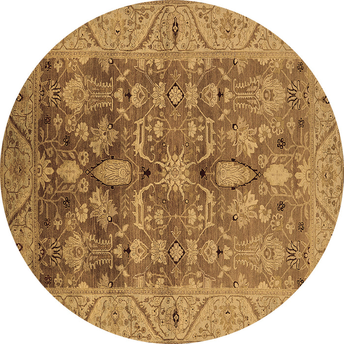 Round Oriental Brown Traditional Rug, urb521brn