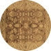 Round Oriental Brown Traditional Rug, urb521brn