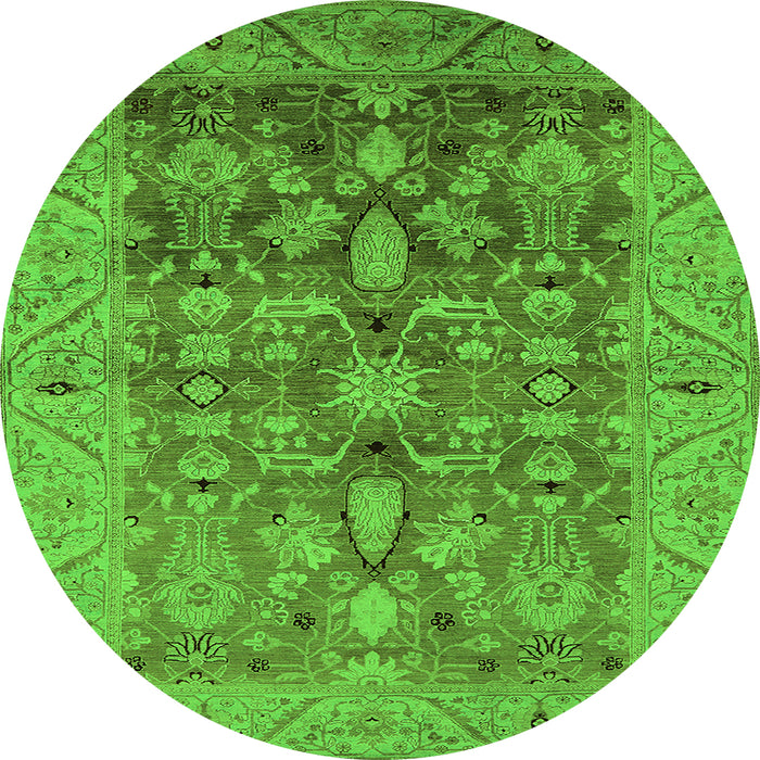 Round Oriental Green Traditional Rug, urb521grn