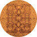 Round Oriental Orange Traditional Rug, urb521org