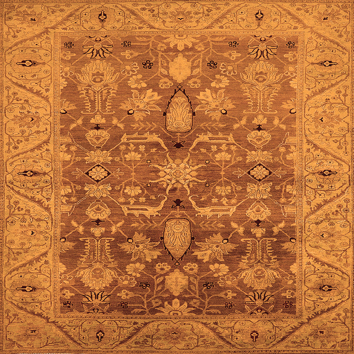Square Oriental Orange Traditional Rug, urb521org