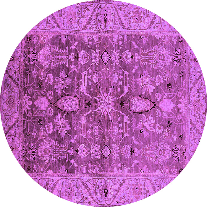 Round Machine Washable Oriental Purple Traditional Area Rugs, wshurb521pur