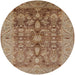 Round Mid-Century Modern Camel Brown Oriental Rug, urb521