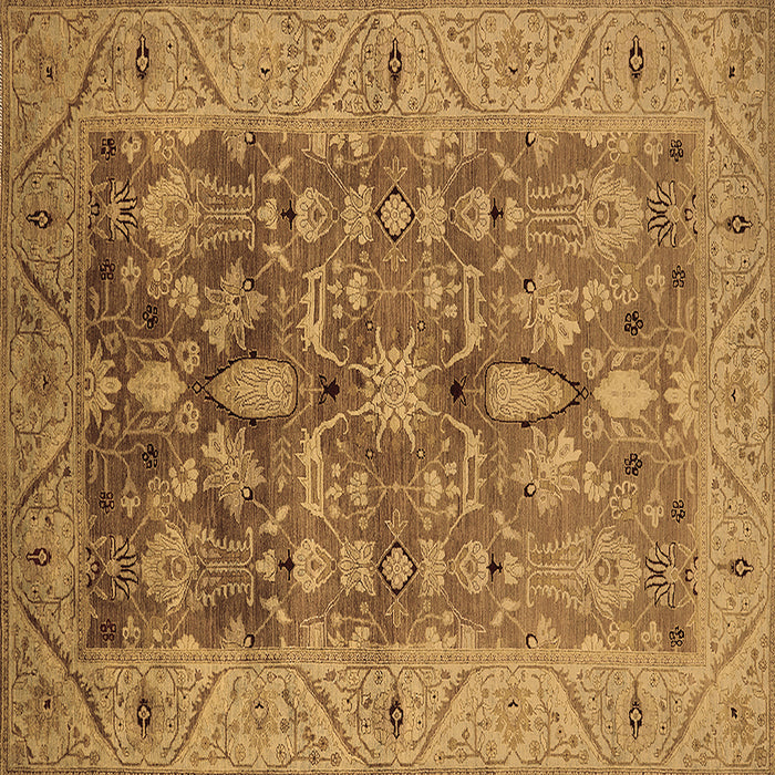 Square Oriental Brown Traditional Rug, urb521brn
