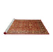 Sideview of Machine Washable Industrial Modern Red Rug, wshurb522