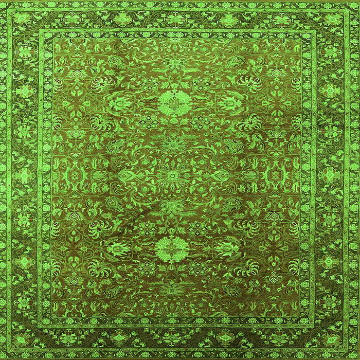 Square Oriental Green Traditional Rug, urb522grn