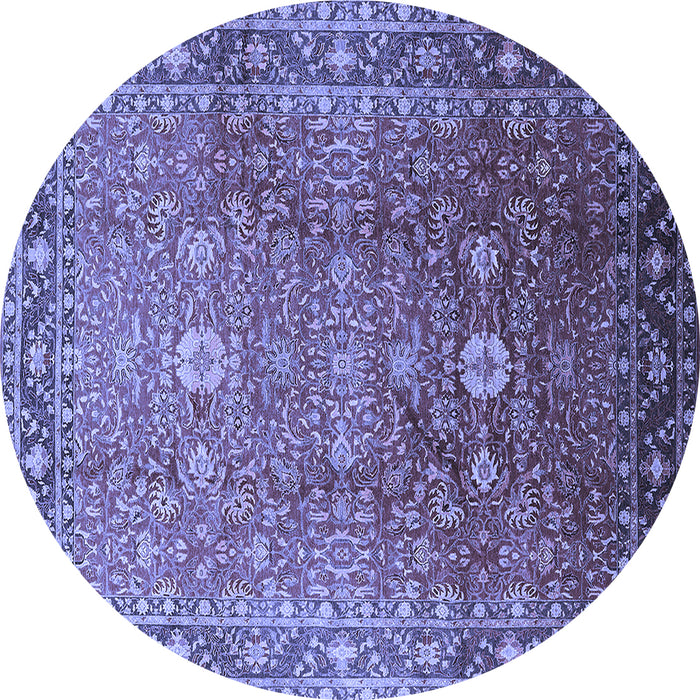 Round Oriental Blue Traditional Rug, urb522blu