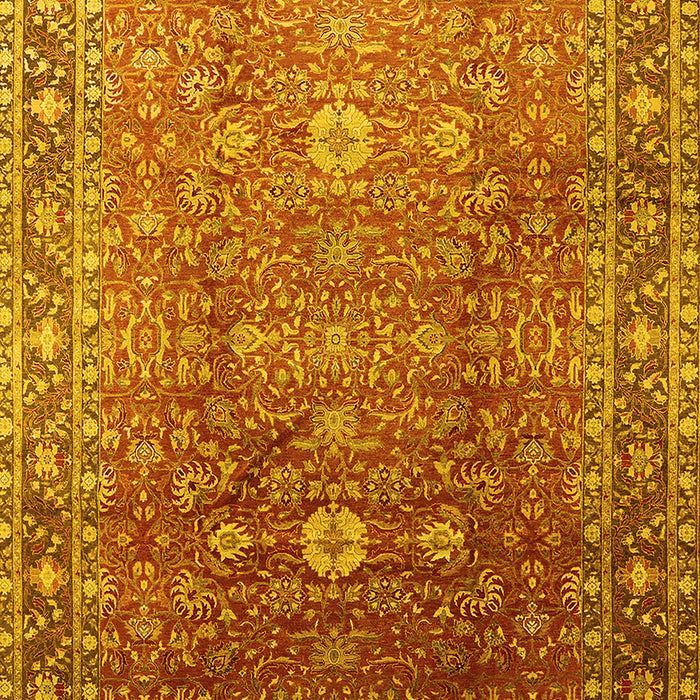 Machine Washable Oriental Yellow Traditional Rug, wshurb522yw