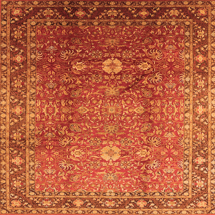 Square Oriental Orange Traditional Rug, urb522org