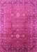 Machine Washable Oriental Pink Traditional Rug, wshurb522pnk