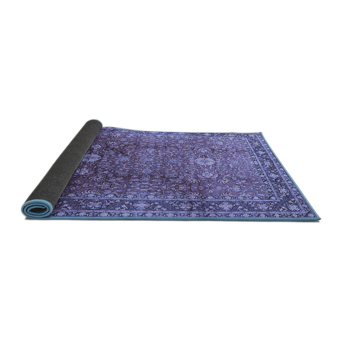 Sideview of Oriental Blue Traditional Rug, urb522blu