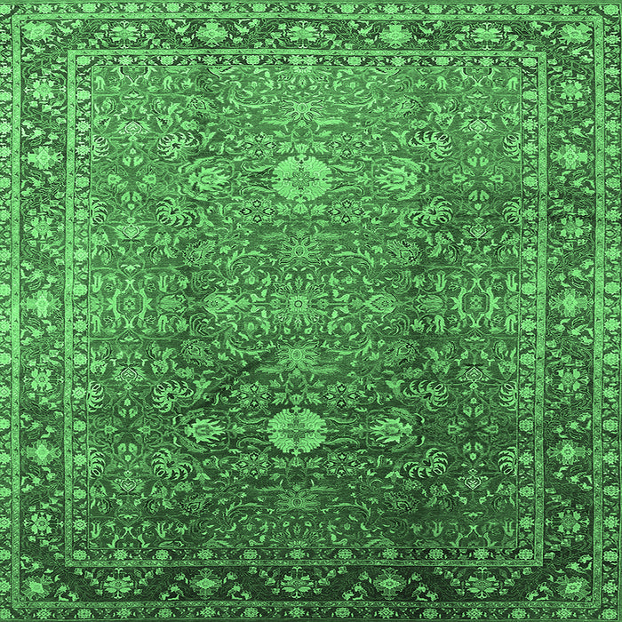 Square Oriental Emerald Green Traditional Rug, urb522emgrn