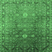 Square Oriental Emerald Green Traditional Rug, urb522emgrn