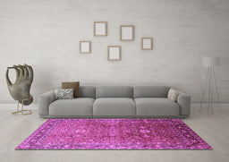 Machine Washable Oriental Purple Traditional Area Rugs in a Living Room, wshurb522pur