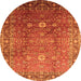 Round Oriental Orange Traditional Rug, urb522org
