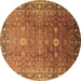 Round Oriental Brown Traditional Rug, urb522brn