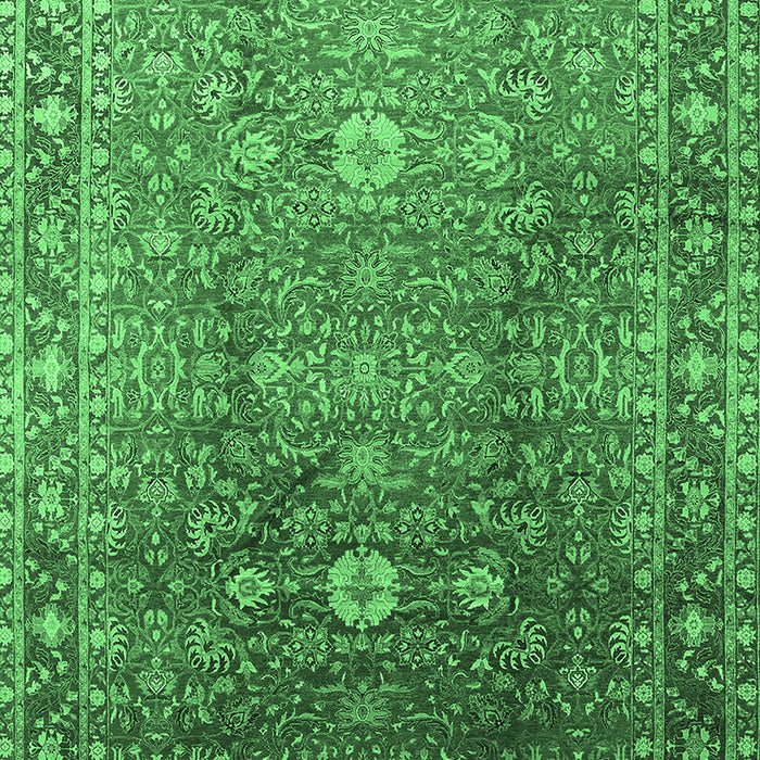 Machine Washable Oriental Emerald Green Traditional Area Rugs, wshurb522emgrn