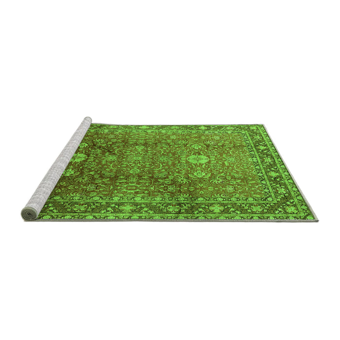 Sideview of Machine Washable Oriental Green Traditional Area Rugs, wshurb522grn