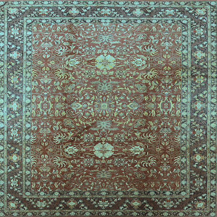 Square Machine Washable Oriental Light Blue Traditional Rug, wshurb522lblu