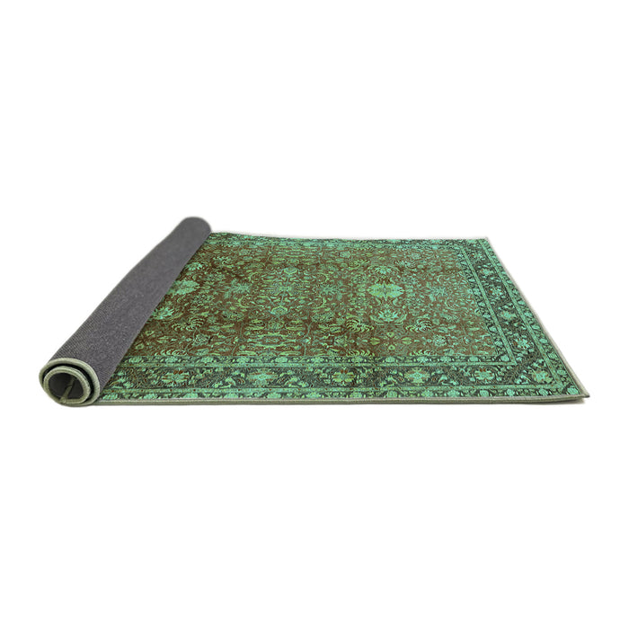 Sideview of Oriental Turquoise Traditional Rug, urb522turq