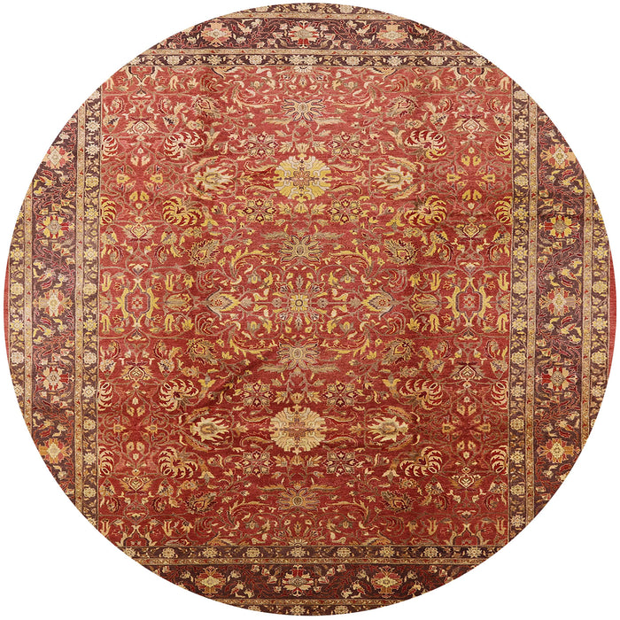 Round Mid-Century Modern Red Oriental Rug, urb522