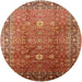 Round Mid-Century Modern Red Oriental Rug, urb522