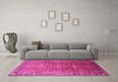 Machine Washable Oriental Pink Traditional Rug in a Living Room, wshurb522pnk