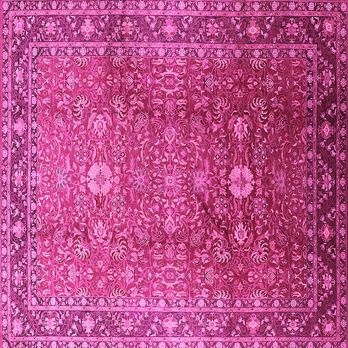 Square Machine Washable Oriental Pink Traditional Rug, wshurb522pnk