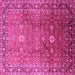 Square Machine Washable Oriental Pink Traditional Rug, wshurb522pnk