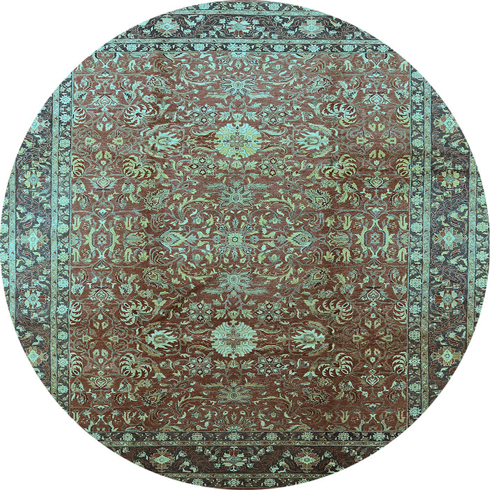 Round Oriental Light Blue Traditional Rug, urb522lblu