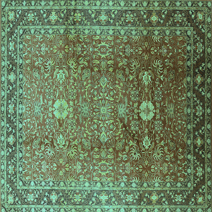 Square Oriental Turquoise Traditional Rug, urb522turq