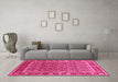 Machine Washable Oriental Pink Traditional Rug in a Living Room, wshurb523pnk