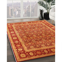 Mid-Century Modern Dark Orange Oriental Rug, urb523