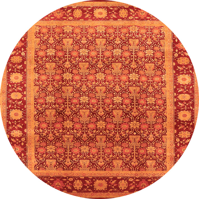 Round Oriental Orange Traditional Rug, urb523org