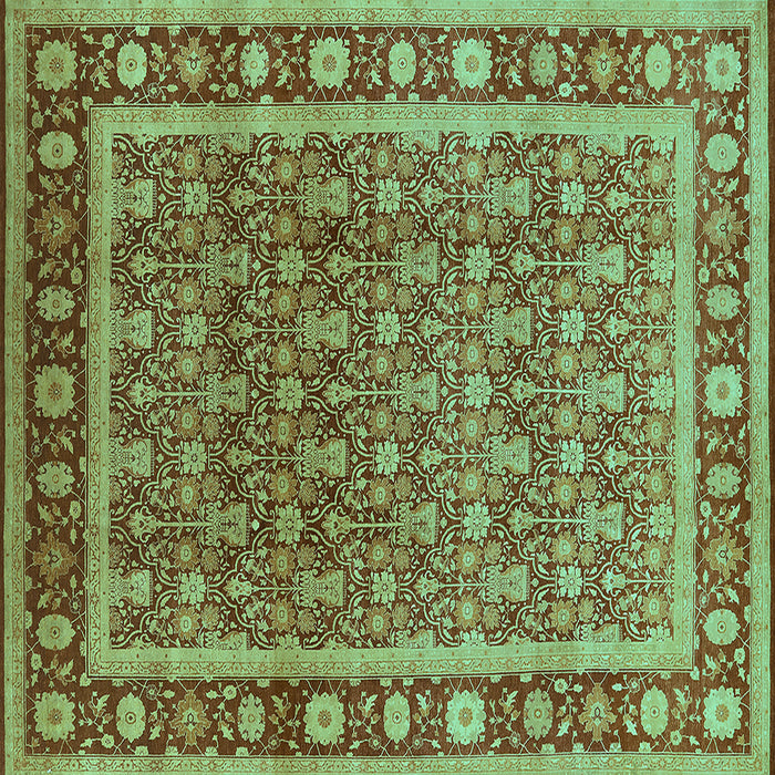 Square Oriental Turquoise Traditional Rug, urb523turq