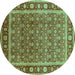 Round Oriental Turquoise Traditional Rug, urb523turq