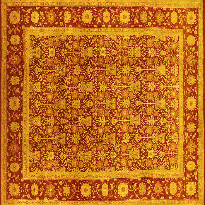 Square Oriental Yellow Traditional Rug, urb523yw