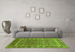 Machine Washable Oriental Green Traditional Area Rugs in a Living Room,, wshurb523grn