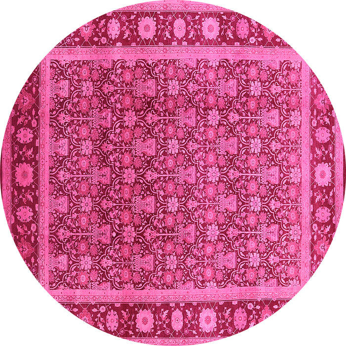 Round Oriental Pink Traditional Rug, urb523pnk